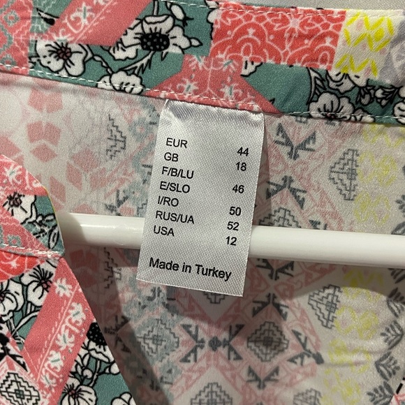 Womens 3/4 Sleeve MultiPrint Multi Color Boho Style Top Size 12 (Large) NWOT - Picture 6 of 16